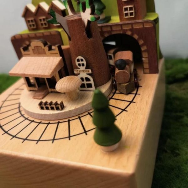 Wooden Music Box .Country Series Train Dream Fairy Tale Town Music Box. Birthday Gift Healing Style Gift Box - Image 4