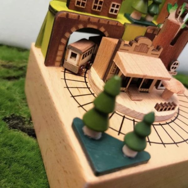 Wooden Music Box .Country Series Train Dream Fairy Tale Town Music Box. Birthday Gift Healing Style Gift Box - Image 3