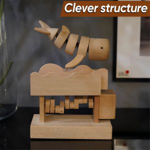 Bro wood craft  Wooden Mechanical Whale Decoration Statues.  Handmade Whale Made of Wood for Home Decoration