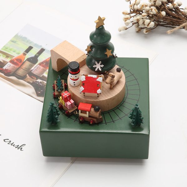 Classical Music Box. Music Box Wooden Clockwork Christmas Decoration Ornaments Crafts Beech Holiday Gifts