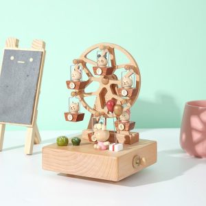 Wooden Music Box - Sky City Rotating Ferris Wheel Music Box Eight-Tone Box Wooden Creative Gifts for Lover. Boyfriend. Girlfriend. Husband. Wife