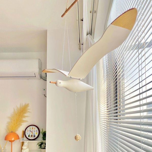Hanging Flying Flapping Seagull Wooden Seagull Collectible Modern Soaring Seagulls Hanging Ornaments for Dorm Restaurant Apartment Decor - Image 6