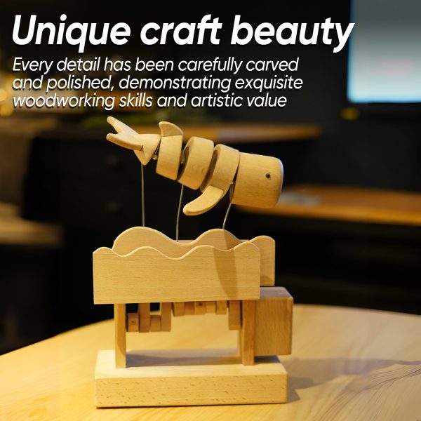 Bro wood craft  Wooden Mechanical Whale Decoration Statues.  Handmade Whale Made of Wood for Home Decoration - Image 2