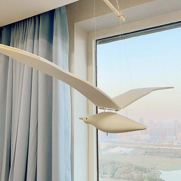 Hanging Flying Flapping Seagull Wooden Seagull Collectible Modern Soaring Seagulls Hanging Ornaments for Dorm Restaurant Apartment Decor - Image 4