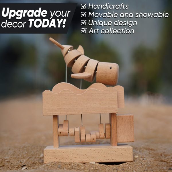 Bro wood craft  Wooden Mechanical Whale Decoration Statues.  Handmade Whale Made of Wood for Home Decoration - Image 4