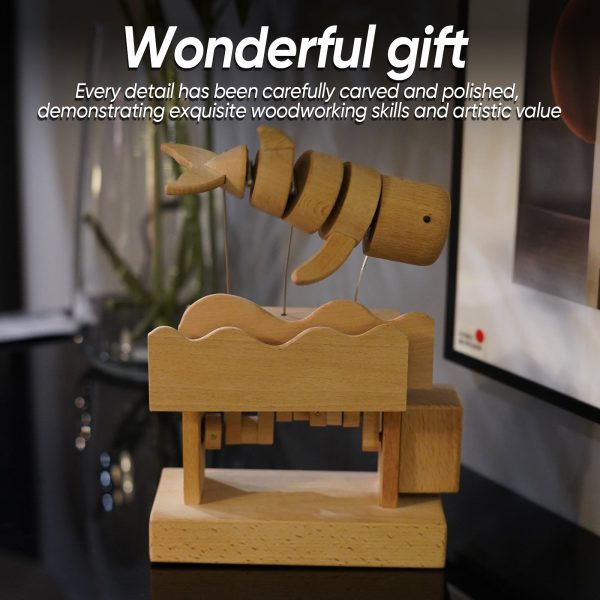 Bro wood craft  Wooden Mechanical Whale Decoration Statues.  Handmade Whale Made of Wood for Home Decoration - Image 5