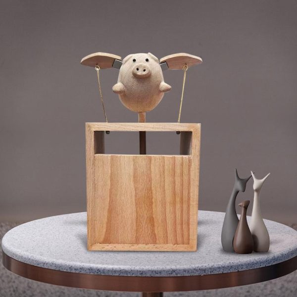 Bro wood craft Handmade Cured Wooden Mechanical Flying Pig Creative Christmas or Birthday Gift New House Decoration Supplies (2nd Edition) - Image 6