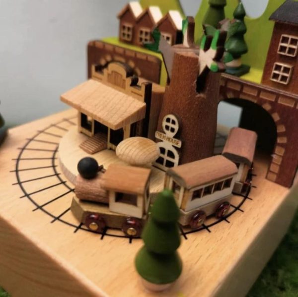 Wooden Music Box .Country Series Train Dream Fairy Tale Town Music Box. Birthday Gift Healing Style Gift Box - Image 5