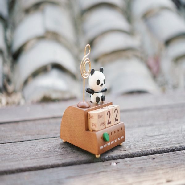Wooden panda calendar music box. desktop bedroom ornaments ornaments toys - Image 7