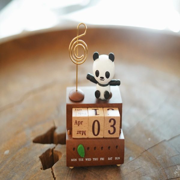 Wooden panda calendar music box. desktop bedroom ornaments ornaments toys - Image 5