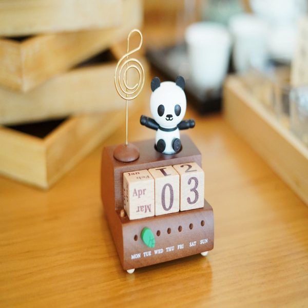 Wooden panda calendar music box. desktop bedroom ornaments ornaments toys - Image 6